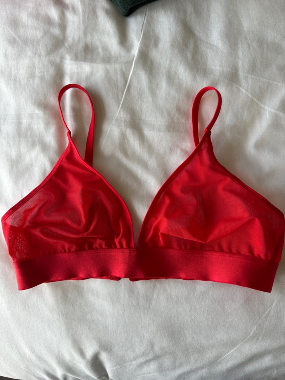 Negative Underwear Red Mesh Triangle Bralette | Size 4